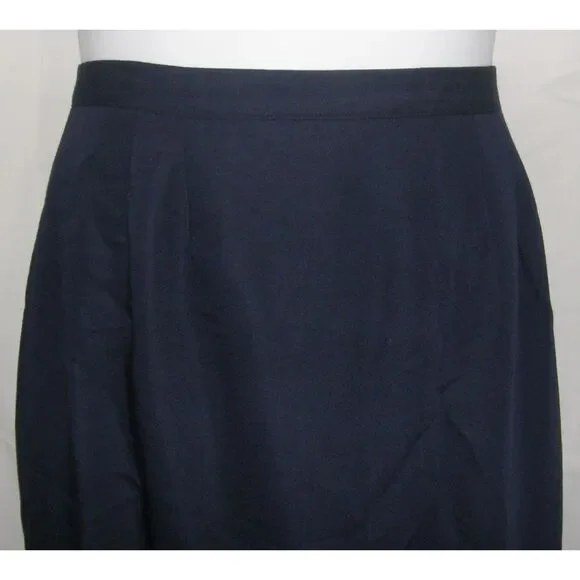 ALIA Solid Navy Blue Sz 16 Church Office or Casual Dress Lined Vented Midi Skirt - Picture 2 of 4
